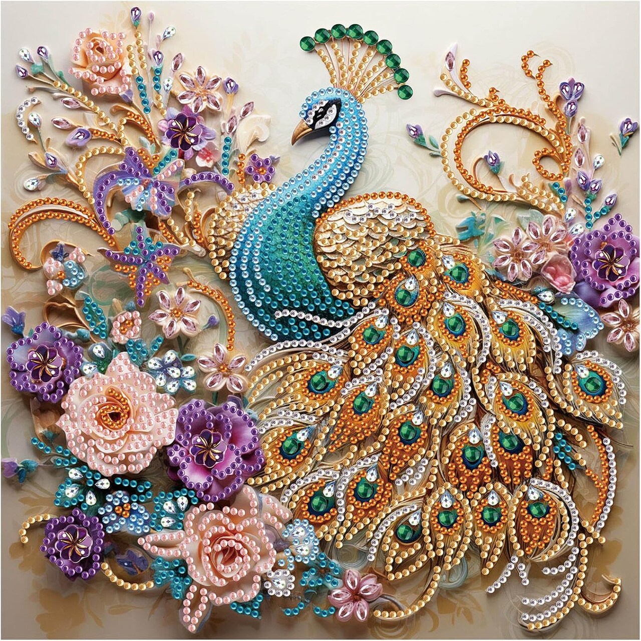 5D Special Shape Diamond Art Kits for Beginners, Peacock Diamond Painting Kits for Adults, Crystal Rhinestones Diamond Painting for Home Wall Decoration Gift, 12×12inch